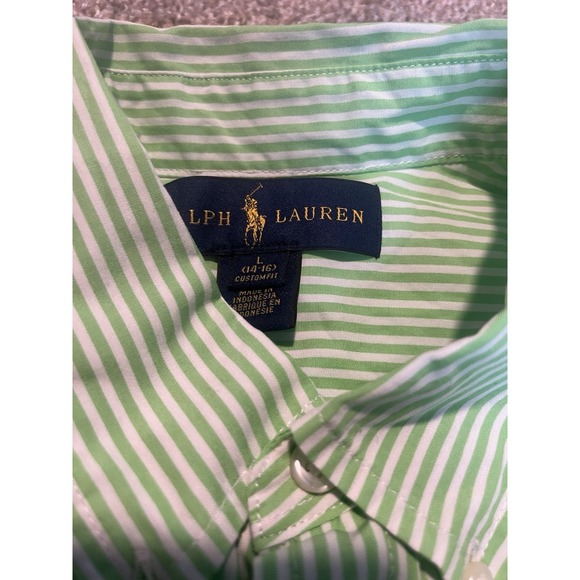 2- Ralph Lauren Polo Button Down Striped Dress Shirts Boys L 14/16 Preppy - Picture 4 of 7